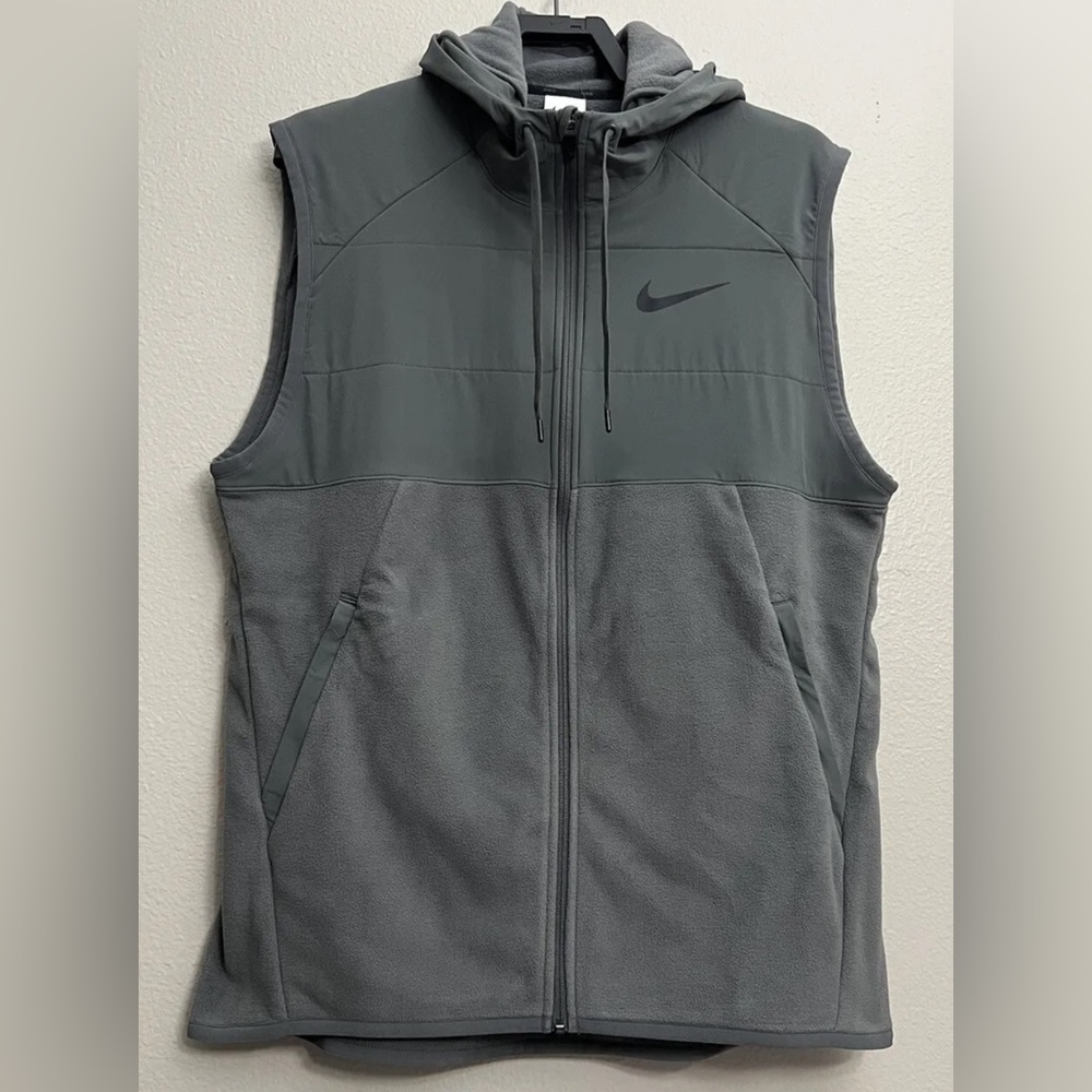 Nike Therma-Fit Winterized Hoodie Training Vest Grey Mens Size XL DD2132 068 New